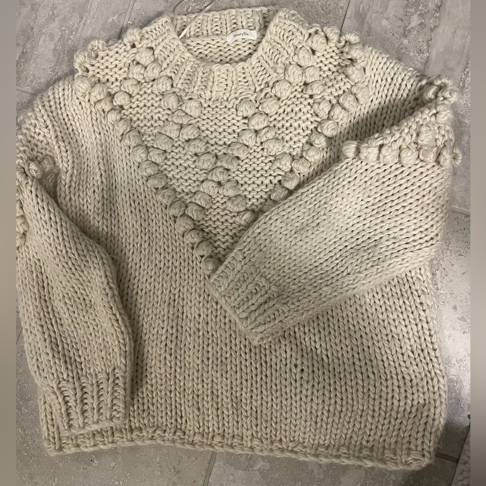 Amaryllis Textured Knit Sweater in Cream